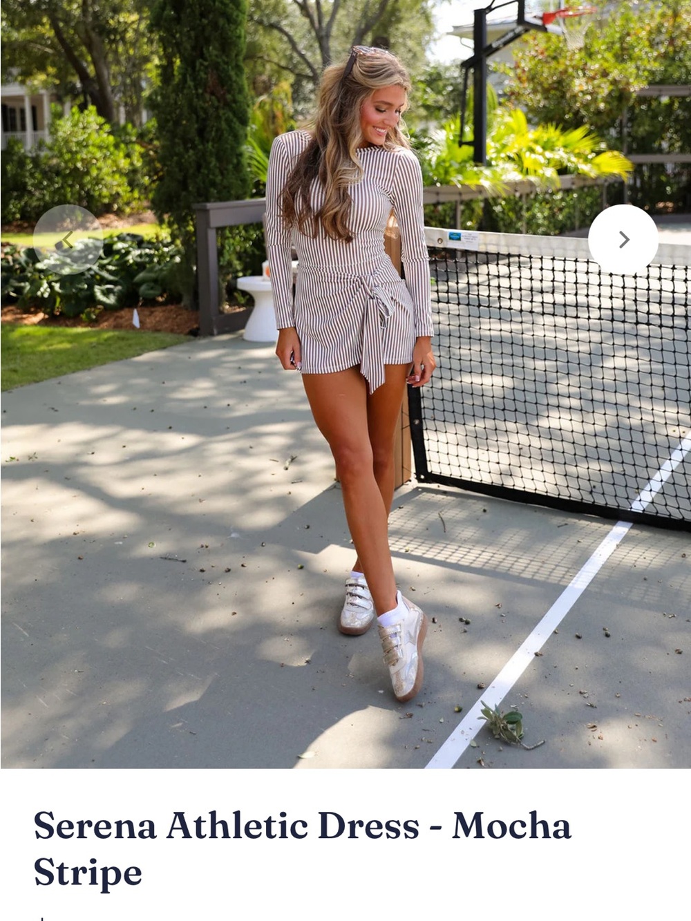 Striped Mocha Mini Dress with Side Tie